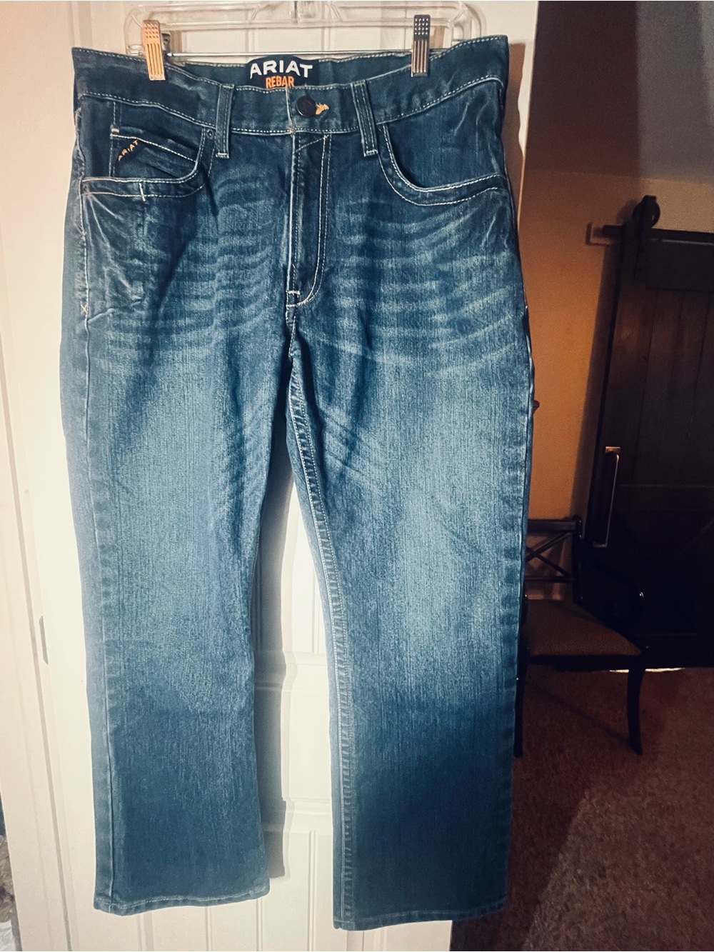 Ariat Men’s Indigo  Rebar M4 Bootcut Relaxed Jeans, 34x30